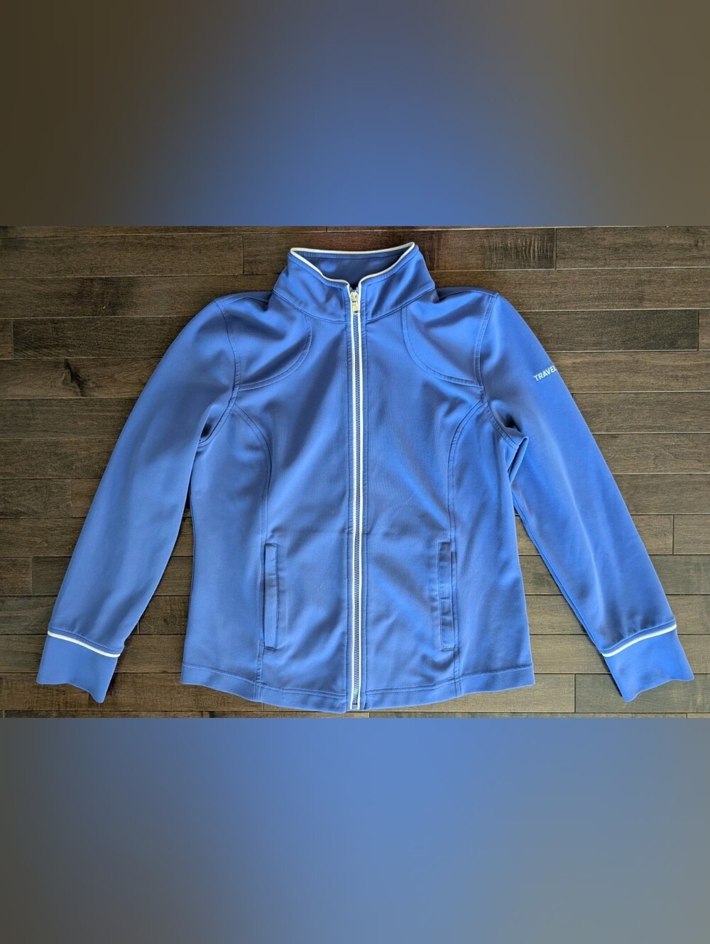 Fairway & Greene Women's Lightweight Blue Stretch Zip Jacket Women's Size Large